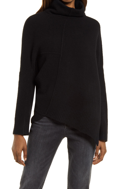 Shop Allsaints Lock Roll Neck Wool Blend Sweater In Black