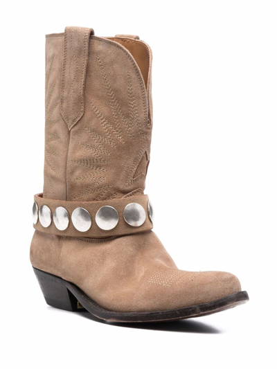Shop Golden Goose Wish Star Suede Ankle Boots In Beige