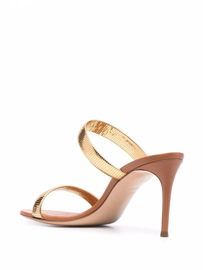 Shop Casadei Julia Roma Heel Sandals In Gold