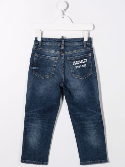 Dsquared2 Stonewashed Straight-leg Jeans In Blue