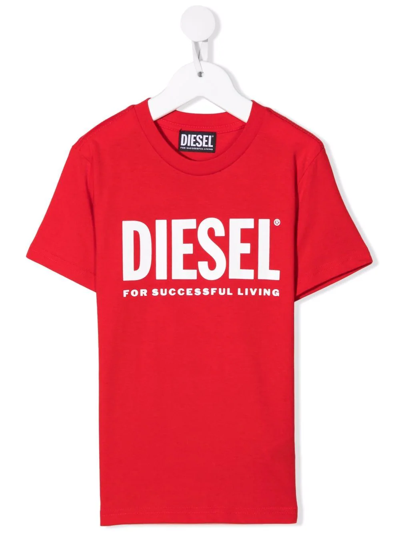 Shop Diesel Logo-print Cotton T-shirt In Red