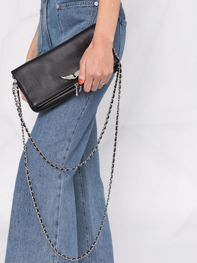 Zadig & Voltaire Wings Plaque Chain Strap Shoulder Bag In Black