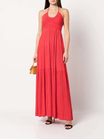 Shop A.l.c Cecelia Halterneck Maxi Dress In Red