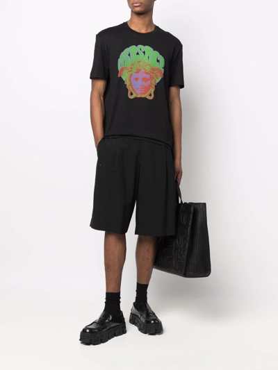 Shop Versace Medusa Music-print T-shirt In Black