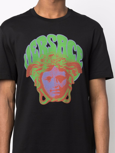 Shop Versace Medusa Music-print T-shirt In Black