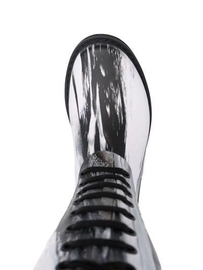 Shop Off-white Slogan-print Metallic Rubber Boots In White