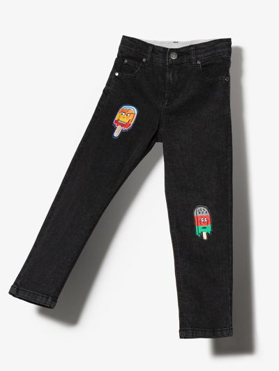 Shop Stella Mccartney Ice Lolly Embroidered Jeans In Black
