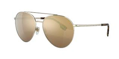 Shop Burberry Gold Mirror Aviator Ladies Sunglasses Be3115 11092t 59 In Gold Tone