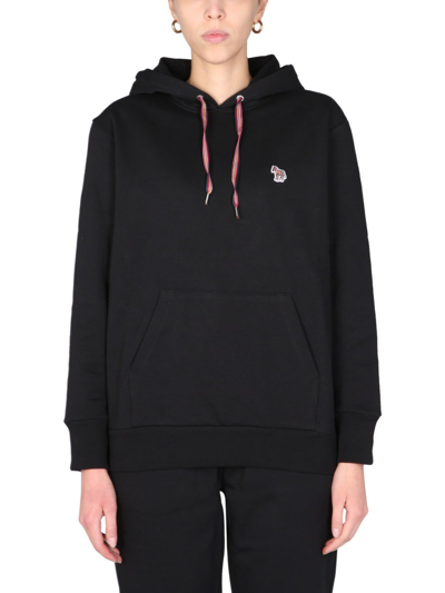 Ps By Paul Smith Ps Paul Smith Zebra Patch Drawstring Hoodie In Black