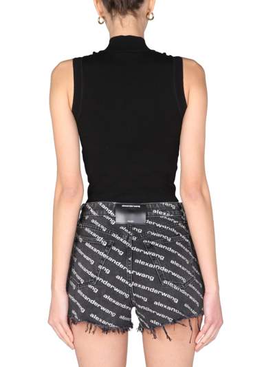 Shop Alexander Wang T Crop Top With Logo Patch In Black