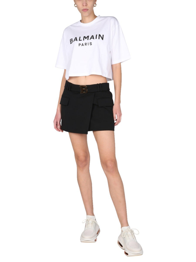 Shop Balmain Skirt With Belt In Black