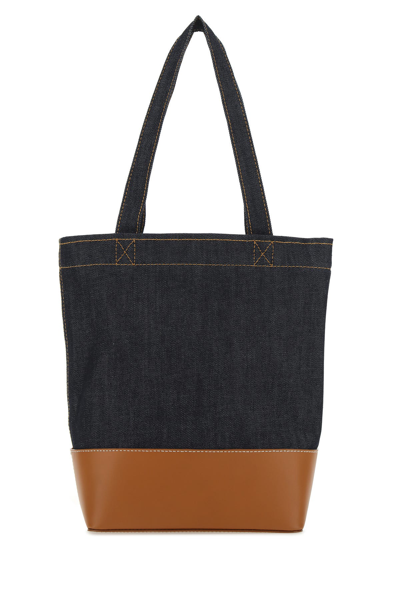 Apc A.p.c. Two-tone Denim And Leather Axelle Shopping Bag