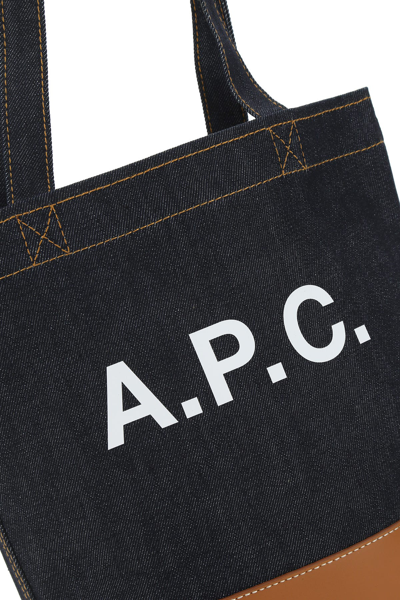Apc A.p.c. Two-tone Denim And Leather Axelle Shopping Bag