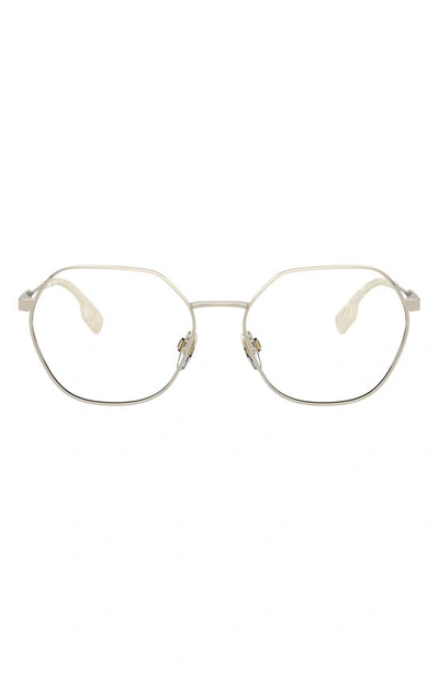 Shop Burberry 54mm Round Optical Glasses In Light Gold/ Demo Lens
