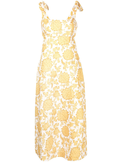Shop Zimmermann Postcard Floral Midi Dress In Gelb