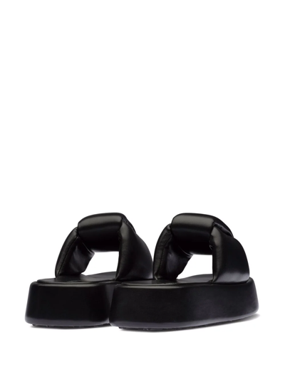 Shop Miu Miu Padded Leather Sandals In Schwarz