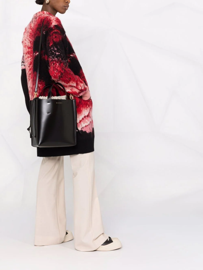 Marni Museo Drawstring Leather Tote Bag In Schwarz