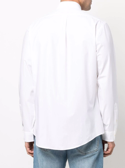 Shop Ralph Lauren Polo Pony-embroidered Long-sleeve Shirt In Weiss