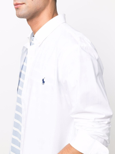 Polo Ralph Lauren Polo Pony-embroidered Long-sleeve Shirt In Weiss