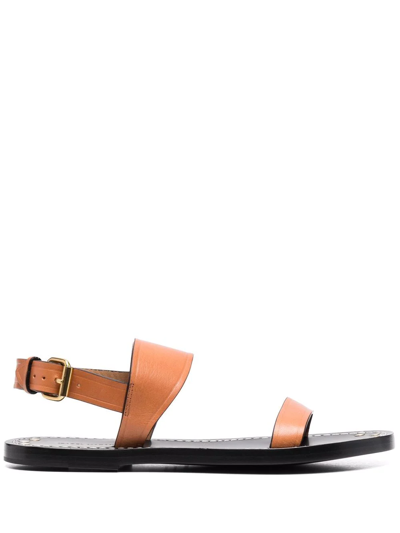 Shop Isabel Marant Stud Detail Leather Sandals In Braun