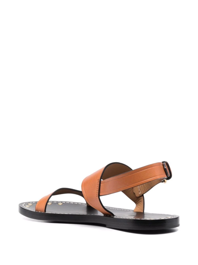 Shop Isabel Marant Stud Detail Leather Sandals In Braun