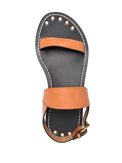 Shop Isabel Marant Stud Detail Leather Sandals In Braun