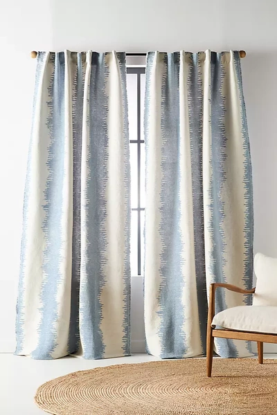 Shop Anthropologie Maiko Jacquard-woven Curtain By  In Blue Size 50x63