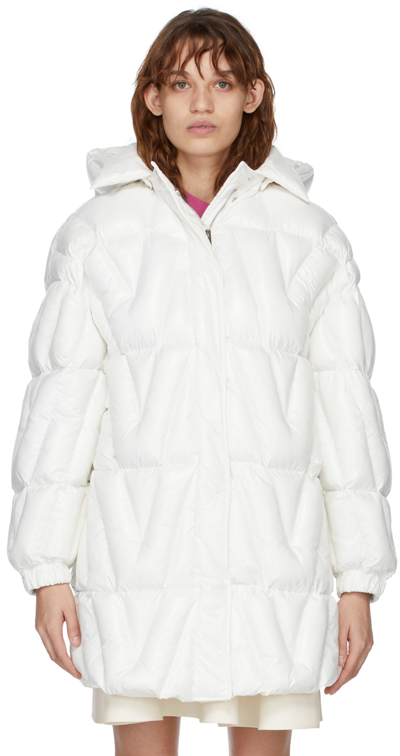 Shop Valentino White Insulated Hooded Coat In 0bo Bianco