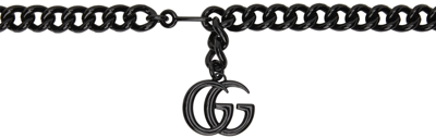 Shop Gucci Black Gg Marmont Chain Belt In 1000 Black