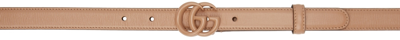Shop Gucci Beige Gg Marmont Thin Belt In 2754 Camelia/camelia
