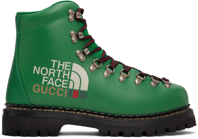 Shop Gucci Green The North Face Edition Lace-up Boots In 3727 N.shamarock/n.s