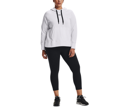 Shop Under Armour Plus Size Rival Hoodie In White / Black / Black