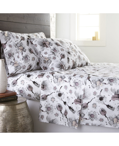 Southshore Fine Linens Watercolor Symphony Luxury Cotton Sateen 4-pc. Extra Deep Pocket Sheet Set, Full In Gray