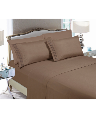 Shop Elegant Comfort 3-piece Twin/twin Xl Sheet Set In Medium Brown