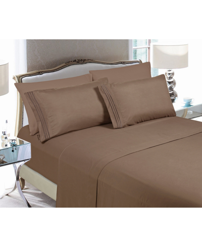 Elegant Comfort Luxury Soft Solid 6-pc. Sheet Set, California King In Medium Brown