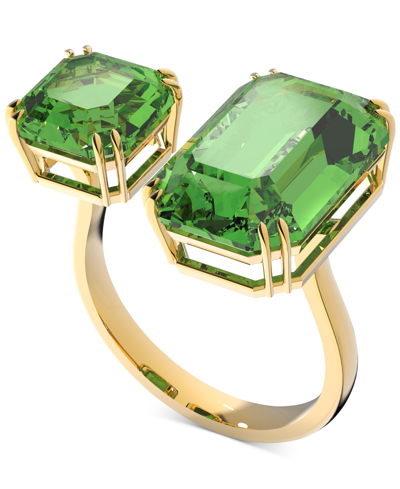 Shop Swarovski Gold-tone Green Octagon Crystal Cocktail Ring
