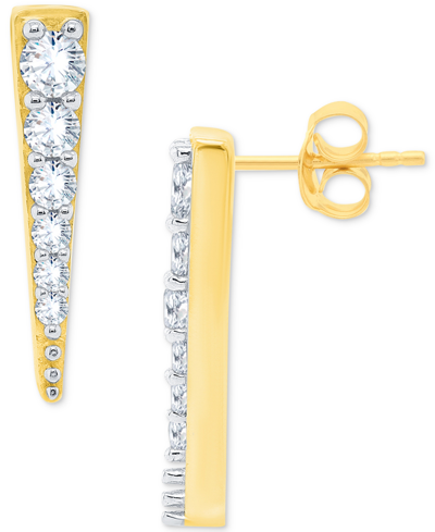 Shop Macy's Diamond Graduated Spear Earrings (1/5 Ct. T.w.) In 14k Gold-plated Sterling Silver
