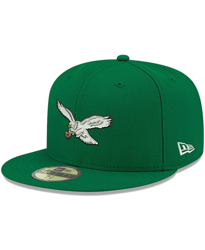 New Era Men's Kelly Green Philadelphia Eagles Omaha Throwback Low Profile 59fifty Fitted Hat In Kelly Green