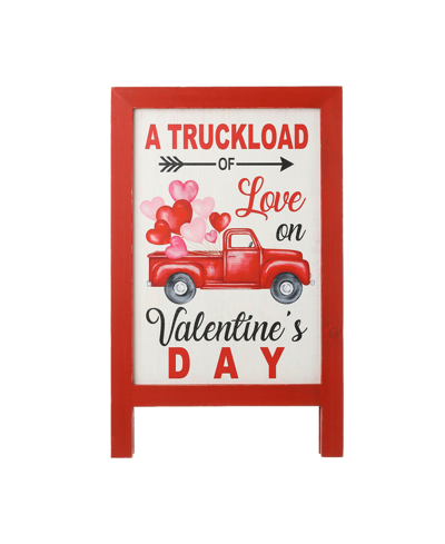 Glitzhome 24" Valentine's Wooden Truck Porch Sign And Standing Decor In Multi