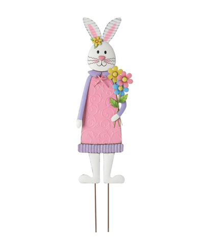 Shop Glitzhome Metal Bunny Girl Yard Stake Or Standing Decor Or Wall Decor, 36" In Pink