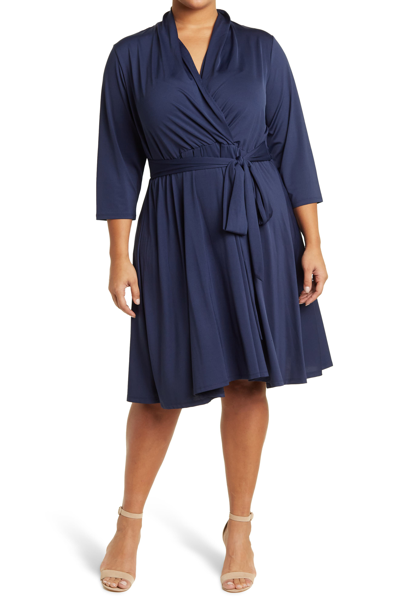 Shop By Design Prescott Three-quarter Sleeve Dress In Navy
