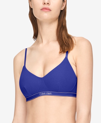 Shop Calvin Klein Women's Pure Ribbed Light Lined Bralette Qf6439 In Purple Parade