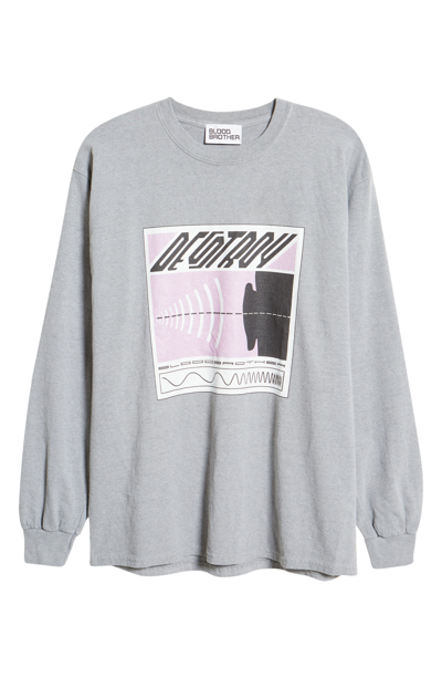Shop Blood Brother Harlem 1017 Long Sleeve Graphic Tee In Grey Web