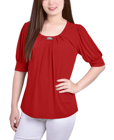 Ny Collection Petites Womens Office Professional Blouse In Lava