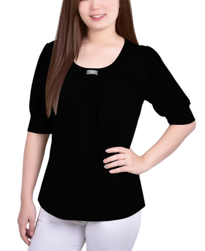 Shop Ny Collection Women's Short Sleeve Balloon Sleeve Top In Black