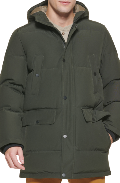 Dockers Arctic Hooded Quilted Puffer Jacket In Dark Olive