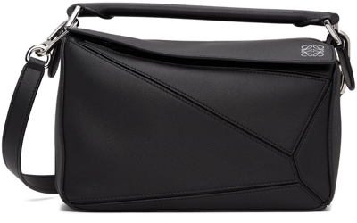 Shop Loewe Black Small Puzzle Shoulder Bag In 1100 Black