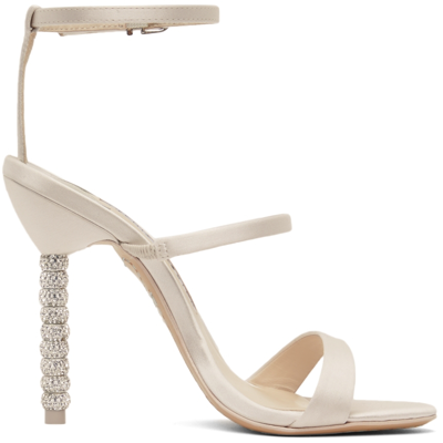 Shop Sophia Webster Off-white Rosalind Crystal Heeled Sandals In Soft Ivory