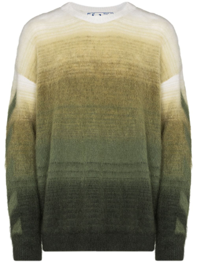 Shop Off-white Diag Brushed-knit Jumper In Green