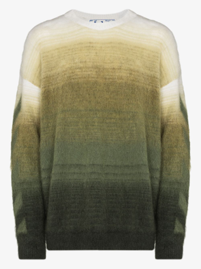 Shop Off-white Diag Brushed-knit Jumper In Green
